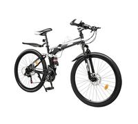 Hydrangeary 26in Mountain Bike 21-Speed Hardtail Mountain Bike Folding Bicycle with Dual Disc Brake, suitable for cycling enthusiasts between 5.25-5.6ft in height to ride on various roads.
