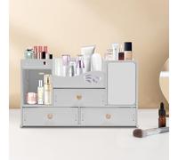 Hydrangeary Makeup Organizer Large Cosmetic Storage Box With multiple compartments and drawers for Lipsticks, Nail Care, Skincare and so on, White