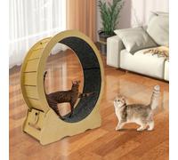 Hydrangeary Silent Cat Wheel Large Cat Exercise Wheel Natural Solid Wood Cat Wheel Exerciser, for Cat Running Spinning Climbing and Napping, 90 * 36.5 * 107cm, Original Wood Color