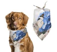 Hydrangeas Daisies Butterflies Dog Bandana Triangle Dog Scarf Washable Polyester Dog Bibs Cute Pet Bandana for Medium Large Dogs Puppy and Cats