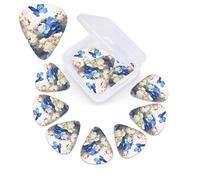 Hydrangeas Daisies Butterflies Print Guitar Picks 12 Pack Guitar Plectrums with Storage Box Bass Picks For Acoustic Guitar Bass Electric Ukulele Includes 0.46mm, 0.71mm, 0.96mm