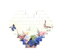 Hydrangeas Daisies Butterflies Printed Jigsaw Puzzle 10.8x12.8 CM, Heart-Shaped Puzzle Challenging Game for Adults, Fun Decorative Wall Decor