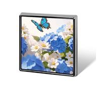 Hydrangeas Daisies Butterflies Square Lapel Pin Brooch Badge Cute Tie Tack Pin for Hats, Clothing, Bags Unique Fashion Accessories Gift for Men & Women