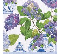 Hydrangeas & Porcelain Dinner Napkins Size 40cm Square Pack of 20 3 ply
