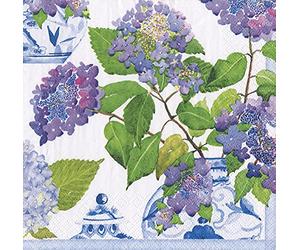 Hydrangeas & Porcelain Lunch Napkins Caspari Lunch Napkins 20 in Pack 3 ply 33 cm Square