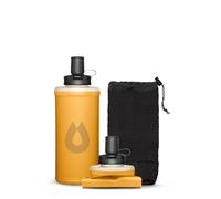 HydraPak PackFlask Harness Mounted Water Bottle (500ml, Golden Yellow) | Hands-Free, Stretch Mesh Pouch, Easy-Access, Ultra-Light, Dust Cover, Collapsible Soft Flask, for Hiking & Backpacking