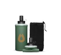 HydraPak PackFlask Harness-Mounted Water Bottle for Backpacks, Hands-Free, Easy Access, Ultralight Foldable Flask for Hiking and Backpacking, Sage Green