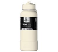 Hydrapeak 32oz Sport Insulated Water Bottle with Straw or Chug Lid, Leak & Spill Proof, Keeps Drinks Cold for 24 Hours, Hot for 12 Hours, Premium Stainless Steel Water Bottles (32oz, Ivory)