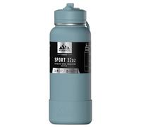 Hydrapeak 32oz Sport Insulated Water Bottle with Straw or Chug Lid, Leak & Spill Proof, Keeps Drinks Cold for 24 Hours, Hot for 12 Hours, Premium Stainless Steel Water Bottles (32oz, Agave Blue)