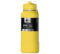 Hydrapeak 32oz Sport Insulated Water Bottle with Straw or Chug Lid, Leak & Spill Proof, Keeps Drinks Cold for 24 Hours, Hot for 12 Hours, Premium Stainless Steel Water Bottles (32oz, Lemon)