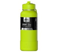 Hydrapeak 32oz Sport Insulated Water Bottle with Straw or Chug Lid, Leak & Spill Proof, Keeps Drinks Cold for 24 Hours, Hot for 12 Hours, Premium Stainless Steel Water Bottles (32oz, Neon Green)