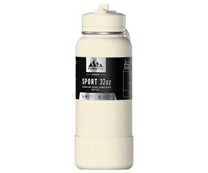 Hydrapeak Insulated Sports Drink Bottle with Straw or Cup Lid, Leak-Proof, Keeps Drinks Cold for 24 Hours, Hot for 12 Hours, Premium Stainless Steel Water Bottle (907 ml, Ivory)