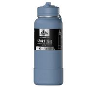 Hydrapeak Isolierte Wasserflasche mit Strohhalmdeckel, farblich passende Kappe und Gummistiefel, vakuumisolierte Wasserflaschen aus Edelstahl, hält Getränke für 24 Stunden Kalt (modernes Blau)