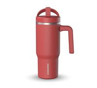 Hydrapeak Kids Voyager 18 oz Tumbler with Handle and Flip-Up Straw Lid | Spill Proof and Leak Resistant | Reusable Stainless Steel Water Bottle | Gift for Kids Boys Girls | Faded Red