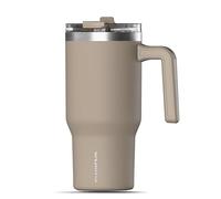 Hydrapeak Voyager 25 Oz Stainless Steel Tumbler with Handle, Insulated Water Bottle With Straw & Lid, Cupholder Friendly Reusable Travel Mug (Latte)