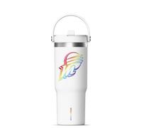 Hydrapeak WNBA Officially Licensed Phoenix Mercury 32oz Tumbler with Handle and Straw Lid, Leakproof Stainless Steel Water Bottle, Travel & Cupholder Friendly (White)