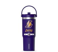 Hydrapeak x NBA Officially Licensed Los Angeles Lakers 32 oz Nomad Tumbler with Handle and Straw Lid, Leakproof Stainless Steel Water Bottle