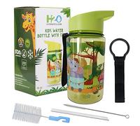 HYDRATE 2.ONE Kids Water Bottles for Boys and Girls with Cleaner Brushes, 400 ml Animal Water Bottle 100% Leak Proof | BPA Free | Flip Nozzle Water Bottles with Straw for Hot and Cold Drinks
