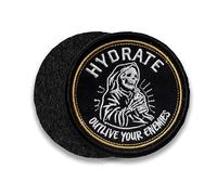 Hydrate Outlive Your Enemies Patch 3 Inches Funny Skeleton Grim Reaper Drink Water Mental Health Embroidered Hook and Loop Patches for Dog Harness Vest & Backpack Military