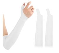 Hydrating Arm Elbow Sleeve, SEBS Moisturizing Arm Sleeves with Thumb Hole Washable Elastic at Home or Beauty Needs Suitable for Men and Wome (White)