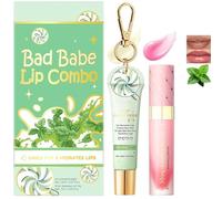 Hydrating Lip Gloss Balm & Oil Set Makeup Beauty Duo Gift Kit for Teenage Girls - Moisturising Clear Lip Butter Conditioner for Dry Chapped (#1 Frosted Peppermint)