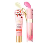 Hydrating Lip Gloss Lipstick Set, Moisturizing Lip Care Double Set, Color Temperature Changing Lipstick, Moisturizing Lipstick Suitable For Dry Lips, Beautiful Gift Set for Girls (Peach)