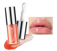Hydrating Lip Glow Oil, Candy Coloured Mint Plumping Lip Oil Tinted, Hydrating Gloss Tint for Women, Glitter Shine Lip Plumper Gloss, Non-Sticky Long Lasting Lip Oil Gloss (Cinnamon Leaf, Medium)