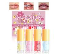 Hydrating Lip Oil Set, 4 Pcs Non-Sticky High Shine Plumping Lip Gloss, Lightweight Moisturizing Lip Oil for Dry Lips, Fruity Lip Gloss Gift for Women & Girls