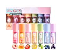 Hydrating Lip Oil Set,7PC Lip Oils Set Magic Colour Changing Long Lasting Lipgloss,Lip Balm Fruit-Flavored Lip Care Kit