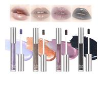 Hydrating Shimmer Lip Gloss Kit with Glitter & Pearl Finish - Long Lasting Waterproof Liquid Lipstick Set, 4 Colour High-Shine Plumping Tints for Everyday Moisturising Wear & Sparkly Effect