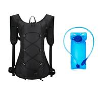 Hydration Backpack 16x11x4" Waterproof Nylon Water Backpack with 2L Bladder & with Chest Buckle Breathable Lightweight Reflective Water Bag for Hiking, Mountain Climbing, Black