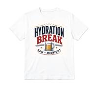 Hydration Break Funny Football T-Shirt for Adults - White Slogan Tee Novelty Meme Top - Unisex Mens Womens Matchday Supporter Shirt for Watch Parties Beer Garden Fixture Nights and Tournament Summer