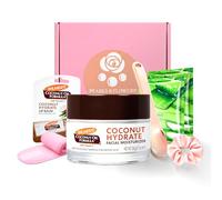 Hydration Facial Spa Gift Set - Palmer’s Coconut Moisturiser 50g + Lip Balm SPF 15 + 2 Aloe Vera Sheet Masks + Soft Spa Sweat Band + Satin Hair Band + Spatula | Unisex Self-Care Gift Box