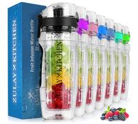 Hydration Nation 34oz Fruit Infuser Water Bottle - BPA Free, Modern, Black, Flip Top, Infuser - Everyday Use, Gym/Workout, Travel, Hydration Tracking - Work, Gym, Home, Outdoors, Travel