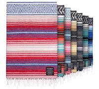 Hydration Nation Authentic Mexican Serape Blanket - Soft & Durable - Lightweight Falsa - Coral, 70"x50"