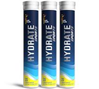 Hydration Tablets with Electrolytes x 60 - Fizzy Refreshing Rehydration Energy Drink - Replace Minerals & Vitamins Lost Through Sweat, Workout, Sports, Party, Hot Weather - (60 Tablets, 3 tubs) Lemon