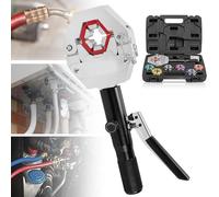 Hydraulic A/C Hose Crimper, Air Conditioning Hose Crimper Kit, Hydraulic Hose Crimping Tool with 7 Die Set, Crimping Range 3/8-7/8 (3 Minutes to 7 Minutes) Blue