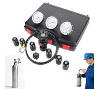 Hydraulic Accumulator Charging Kit - Complete Pressure Testing System with 3 Gauges (1500/4000/6000psi), 6 Adapters, Hose and Valve for Industrial Maintenance