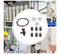 Hydraulic Accumulator Nitrogen Charging Filling Kit, Gas Valve Nitrogen Pressure Test Kit, Gas Charging Tools, Pressure Test System with 3 Gauges, 1 Gas Hose and 6 Couplings