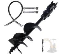 Hydraulic Auger Drill Rod for Small Excavator, Mini Excavator Attachments, for 0.8-2 Tons Excavators Digger Machine, with 2 Hydraulic Hoses and Pins.