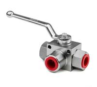 Hydraulic Ball Valve 3 Way Shut Off Valve with NPT1/2 Connection, Handles Pressures Up to 7250 PSI, Carbon Steel for Durability (NPT3/8)