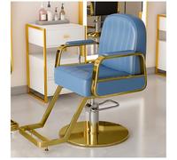 Hydraulic Barber Chair 360° Rotatable Adjustable Salon Chair with Footrest Stylish Blue & Gold Design for Hair Salon and Spa - Professional Friseurstuhl