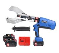 Hydraulic Cable Cutter with 2 Batteries, Rechargeable Electric Ratchet Tool for Copper and Aluminum Wire, Cordless, Alloy Blade