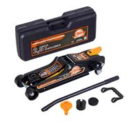 Hydraulic car trolley jack 2.5 tons, flat version (80mm - 360mm) low profile, including carrying case, SUV adapter & 2 rubber pads, 360° wheels, Lift grage for sport cars, Van & SUV (orange)