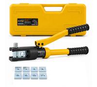 KATSU 12 Tons Hydraulic Crimping Tool 10-120mm² with 8 Steel Dies, Manual High Pressure Hydraulic Electric Cable Tool Kit for Copper and Aluminum Terminal Lugs Battery Wire Crimping 416372