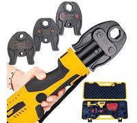 Hydraulic Crimping Machine - 12V Battery-Powered Crimp Tool, Includes 2 Batteries and 3 Crimp Jaws for Stainless Steel Pipes