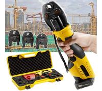 Hydraulic Crimping Tool - 3-Jaw Stainless Steel Pipe Press with LED Light & 2 Batteries for Plumbing, Portable Battery Operated, Efficient and Durable