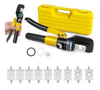 Hydraulic Crimping Tool, Battery Cable Lug Crimping Tools with 9 Sets of Crimping Shapes 4-70 mm² for Copper Aluminium Cable Lugs, Hand Electrician Crimper Pliers for Electrical Wiring Repair,Yellow
