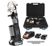 Hydraulic Crimping Tool, Battery Powered with 360° Connector Head, Includes 12 Dies, Wire Terminal Crimper Kit for 16-300mm² Applications