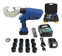 Hydraulic Crimping Tool Electric Cable Lug Crimper Battery Powered Wire Tool Kit with 12 Pairs of Die Sets for 16-400mm² Applications